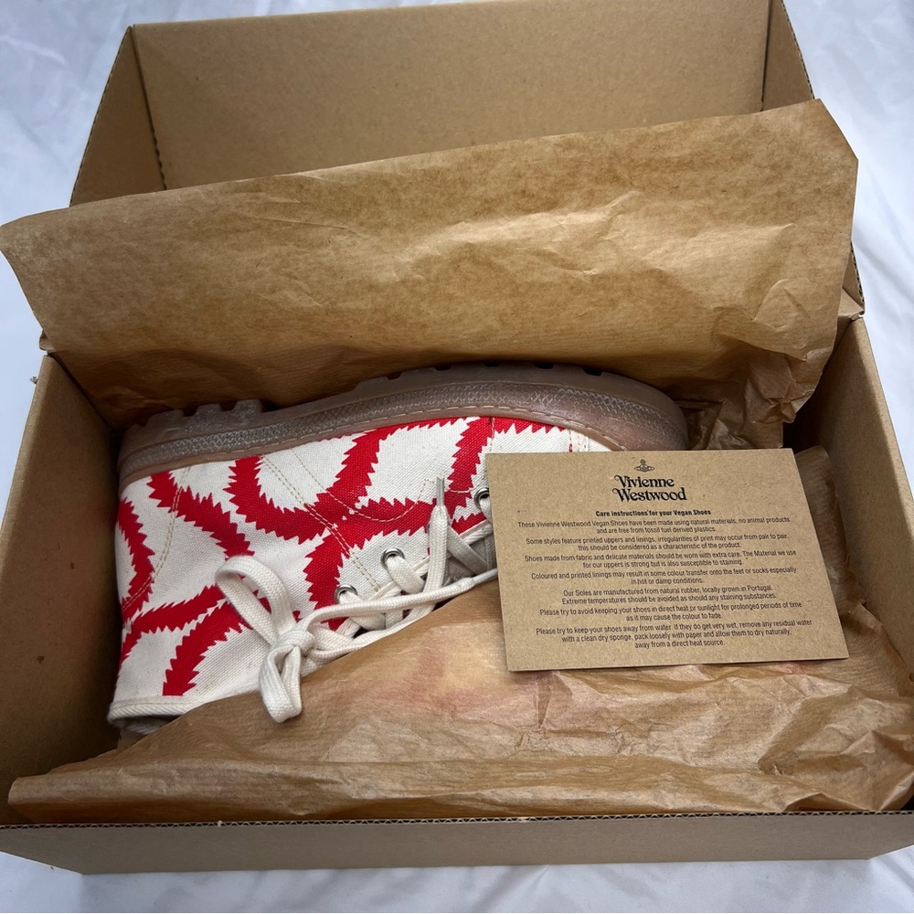 Vivienne Westwood Simian Boots Red Squiggle Canvas Rubber Sole Sneakers EU 38 - Picture 9 of 11